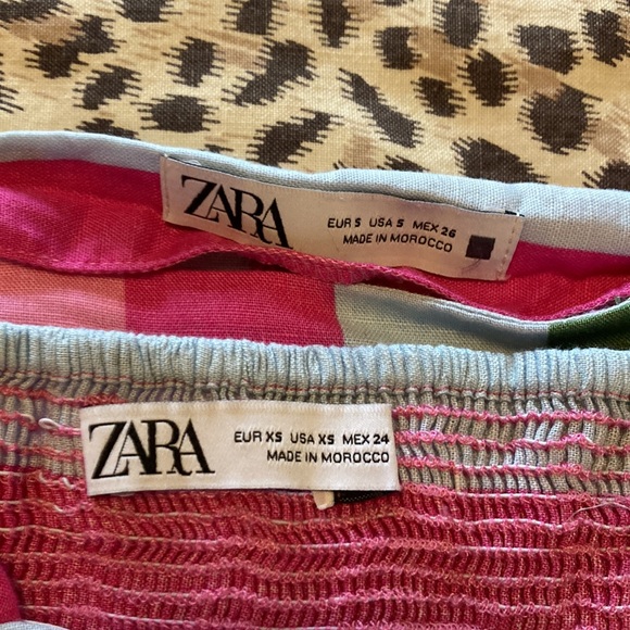 Zara Pink green linen skirt set - Picture 2 of 5